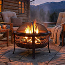Sunnydaze Northwoods Fishing Fire Pit with Spark Screen - 30" Diameter