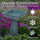 Sunnydaze Simply Square Modern Reinforced Concrete Bird Bath - 23"