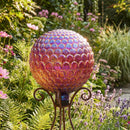 Sunnydaze Red Scalloped Outdoor Gazing Globe - 10"