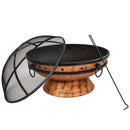 Sunnydaze 30" Cauldron Fire Pit with Spark Screen and Poker
