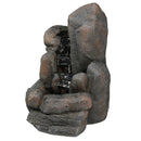 Sunnydaze 22 Inch Rock Falls Solar with Battery Backup Outdoor Water Fountain, Includes Battery Pack, Solar Pump and Panel