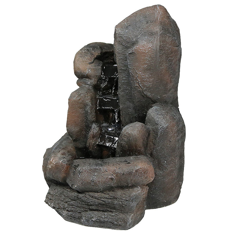 Sunnydaze 22 Inch Rock Falls Solar with Battery Backup Outdoor Water Fountain, Includes Battery Pack, Solar Pump and Panel