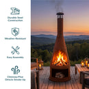 Sunnydaze 71" H Steel Outdoor Chiminea Fire Pit with Built-In Log Holder