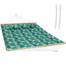 Sunnydaze 2-Person Fabric Spreader Bar Hammock and Pillow with Tropical Pattern