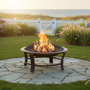 Sunnydaze Steel Elevated Outdoor Fire Pit Bowl with Spark Screen - 29"