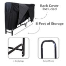 Sunnydaze Outdoor Firewood Log Rack with Cover Combo - Black