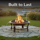 Sunnydaze Steel Elevated Outdoor Fire Pit Bowl with Spark Screen - 29"