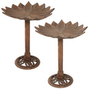 Sunnydaze Garden Lotus Metal Bird Bath - Copper Patina - 16.5"