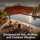 Sunnydaze 10 ft Offset Patio Umbrella with Base and Sandbag Weight