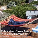 Sunnydaze 2-Person Quilted Fabric Double Hammock with Pillow