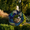Sunnydaze Mosaic Fly-Through Flower Bird Feeder - Indigo - Set of 6