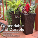 Sunnydaze Polyrattan Square Tall Wicker Planter