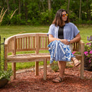 Sunnydaze Outdoor Wooden Teak Banana Bench for Garden or Patio - 59" W