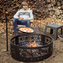 Sunnydaze 36" Four-Star Heavy-Duty Metal Campfire Ring - Black