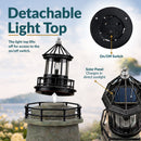 Sunnydaze Cobblestone 35" Outdoor Solar Lighthouse Lamp - LED Beacon