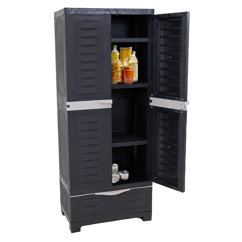 Sunnydaze 3-Shelf Plastic Lockable Storage Cabinet - 57.5"