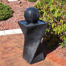 Sunnydaze Black Ball Solar Water Fountain with Battery Backup - 32" H