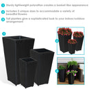 Sunnydaze Polyrattan Square Tall Wicker Planters - Set of 3