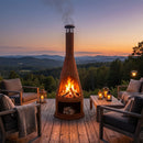 Sunnydaze 71" H Steel Outdoor Chiminea Fire Pit with Built-In Log Holder