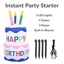 Sunnydaze Happy Birthday Cake Inflatable Outdoor Decoration - 4'