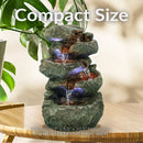 Sunnydaze Stacked Rock Waterfall Fountain with LED Lights - 10"