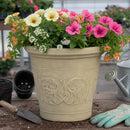 Sunnydaze Arabella Polyresin Large Round Outdoor Planter