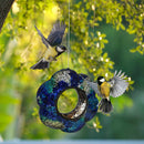 Sunnydaze Mosaic Fly-Through Flower Bird Feeder - Indigo - Set of 6