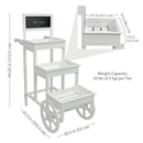 Sunnydaze 3-Tiered Flower Cart Display Stand with Wheels - White