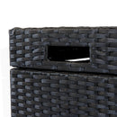 Sunnydaze Wicker Outdoor Trash Cans with Lids - Set of 2 - 26 Gal. and 15 Gal.