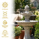 Sunnydaze 45" 2-Tier Arcade Solar Outdoor Water Fountain with LED