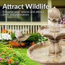 Sunnydaze 2-Tier Solar Outdoor Water Fountain with Battery Backup