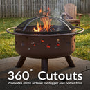 Sunnydaze Cosmic 30" Outdoor Fire Pit with Grill Grate & Spark Screen