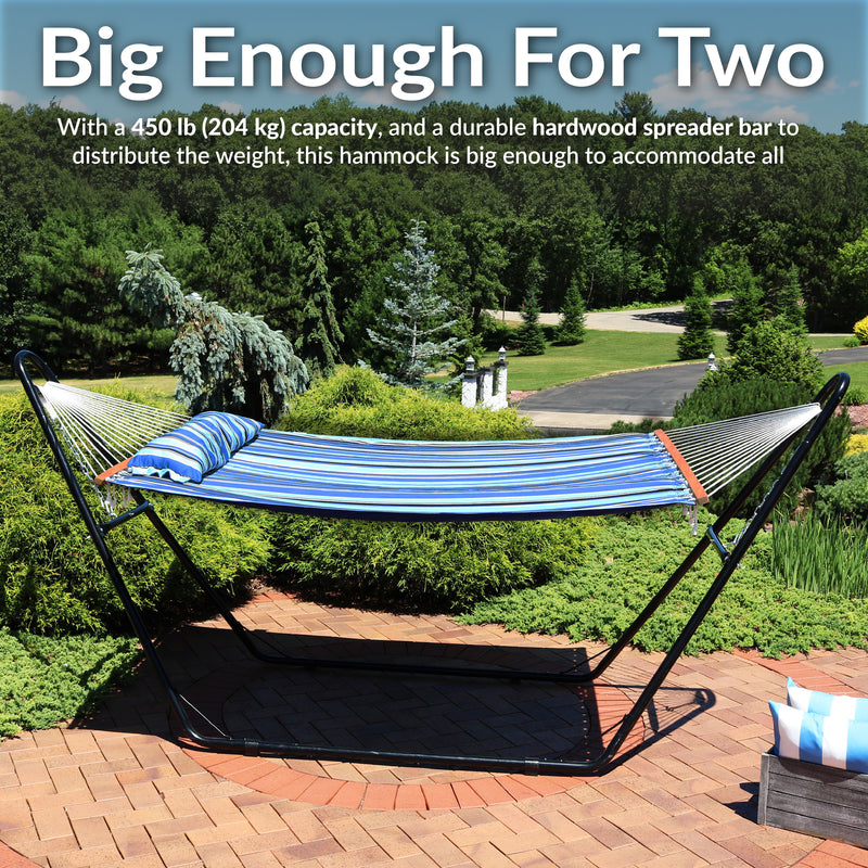 Sunnydaze Quilted 2-Person Hammock with Multi-Use Universal Stand