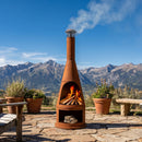 Sunnydaze 71" H Steel Outdoor Chiminea Fire Pit with Built-In Log Holder