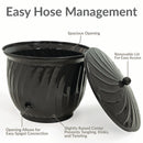 Sunnydaze Metal Garden Hose Holder Pot with Lid