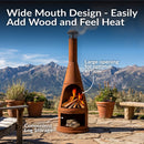 Sunnydaze 71" H Steel Outdoor Chiminea Fire Pit with Built-In Log Holder