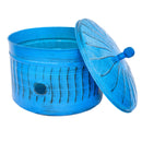 Sunnydaze Embossed Metal Garden Hose Holder Pot with Lid
