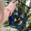 Sunnydaze Mosaic Fly-Through Flower Bird Feeder - Indigo - Set of 6