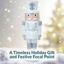 Sunnydaze Sterling the Silver Christmas Nutcracker Statue - 37" H
