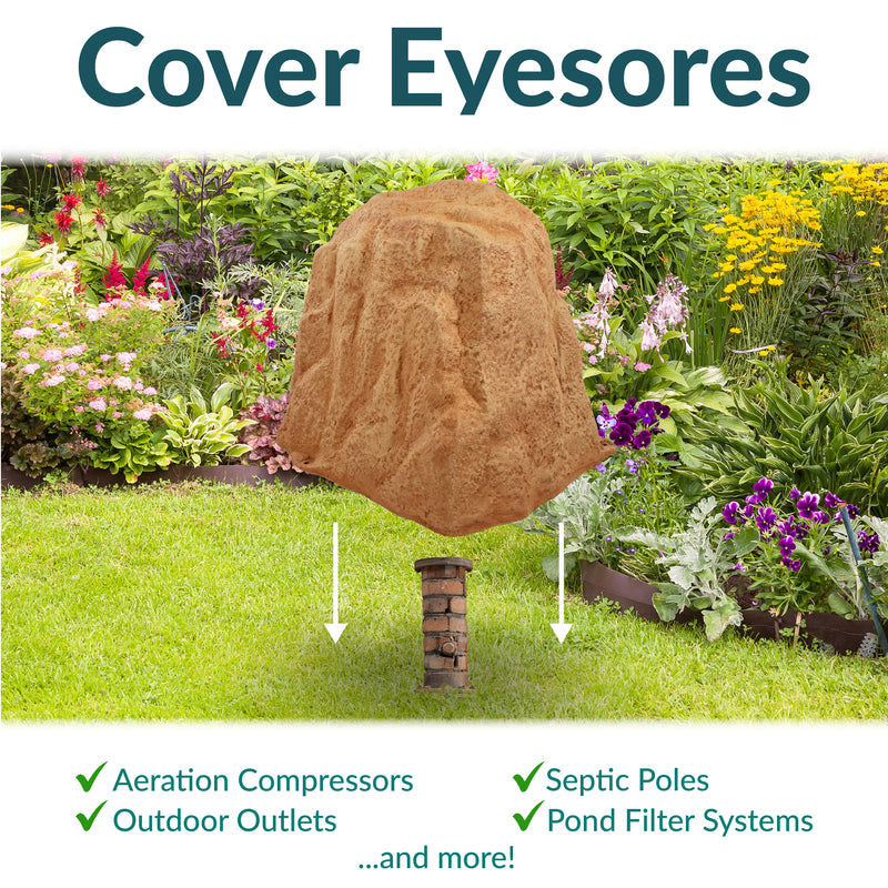 Sunnydaze Polyresin Landscape Rock Cover with Stakes