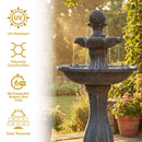 Sunnydaze 45" 2-Tier Arcade Solar Outdoor Water Fountain with LED
