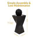 Sunnydaze Black Ball Solar Water Fountain with Battery Backup - 32" H