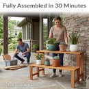 Sunnydaze 2-Tier Meranti Wood Outdoor Plant Stand with Teak Oil Finish