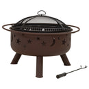 Sunnydaze Cosmic 30" Outdoor Fire Pit with Grill Grate & Spark Screen