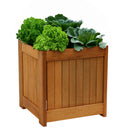 Sunnydaze Meranti Wood Square Planter Box for Outdoor Plants - 16"