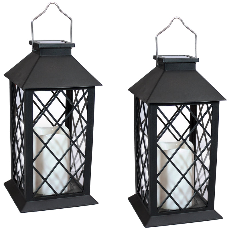Sunnydaze Concord Outdoor Decorative Solar Powered Candle Lantern - LED Light - 11-Inch