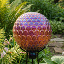 Sunnydaze Red Scalloped Outdoor Gazing Globe - 10"