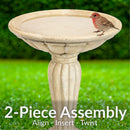 Sunnydaze Grecian Garden Reinforced Concrete Bird Bath - 20.25" H