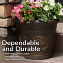 Sunnydaze Arabella Polyresin Large Round Outdoor Planter