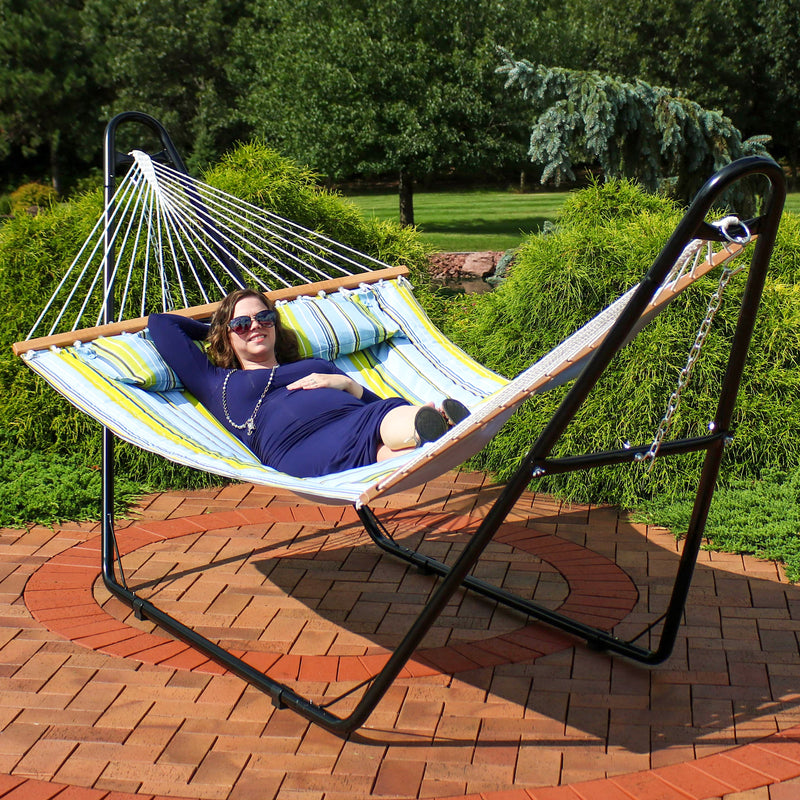 Sunnydaze Quilted 2-Person Hammock with Multi-Use Universal Stand